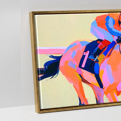 Vivid Finish Line - artwork detail in an antique gold float frame