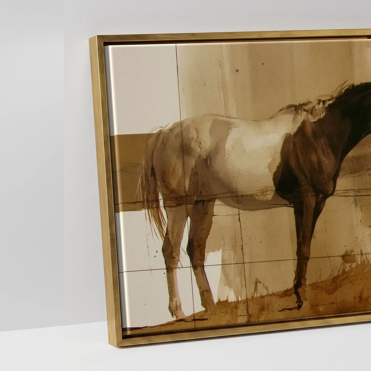 Sepia Horizon - artwork detail in an antique gold float frame