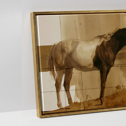 Sepia Horizon - artwork detail in an antique gold float frame
