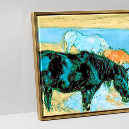 The Cerulean Stream - artwork detail in an antique gold float frame