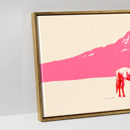 Magenta Mountains - artwork detail in an antique gold float frame
