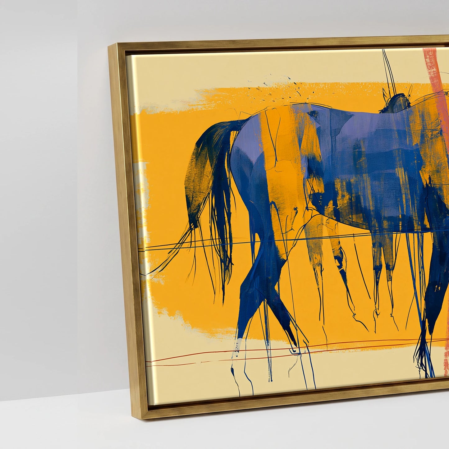 Cobalt Stride Sequence - artwork detail in an antique gold float frame