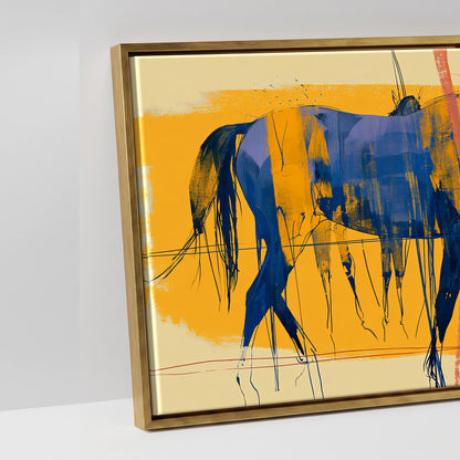 Cobalt Stride Sequence - artwork detail in an antique gold float frame