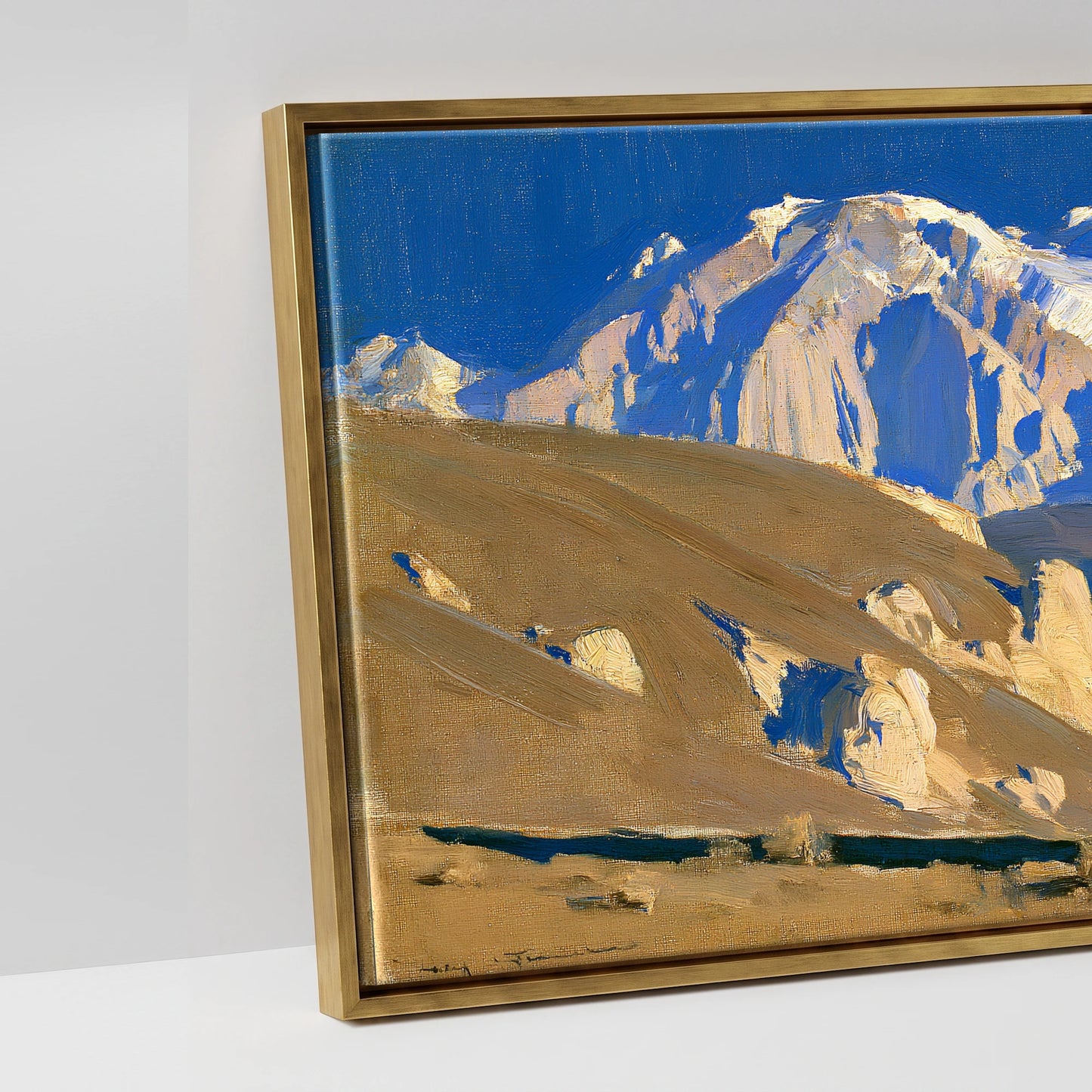 Sunlit Ridge - artwork detail in an antique gold float frame