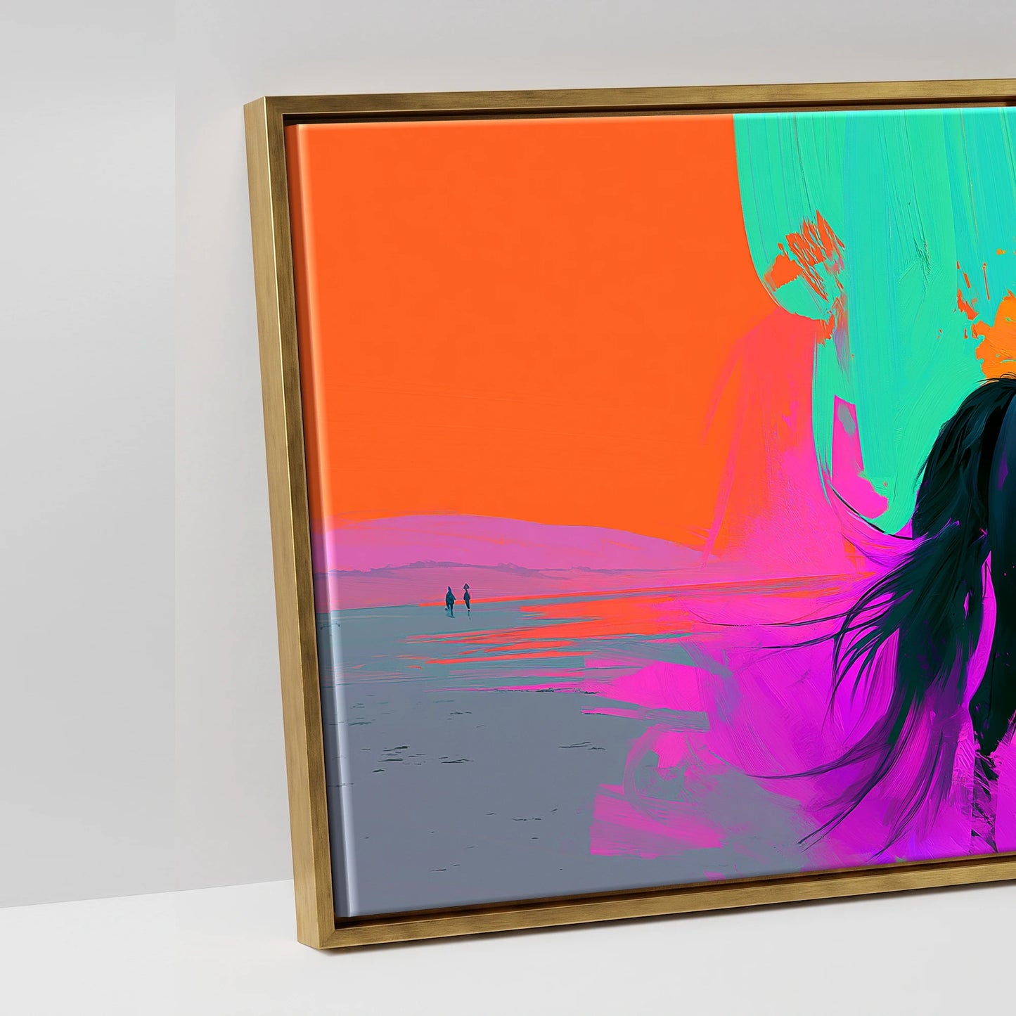 Electric Equine Horizon - artwork detail in an antique gold float frame