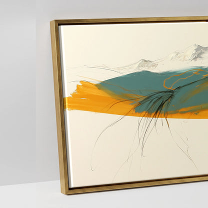 Amber Mountain Horizon - artwork detail in an antique gold float frame