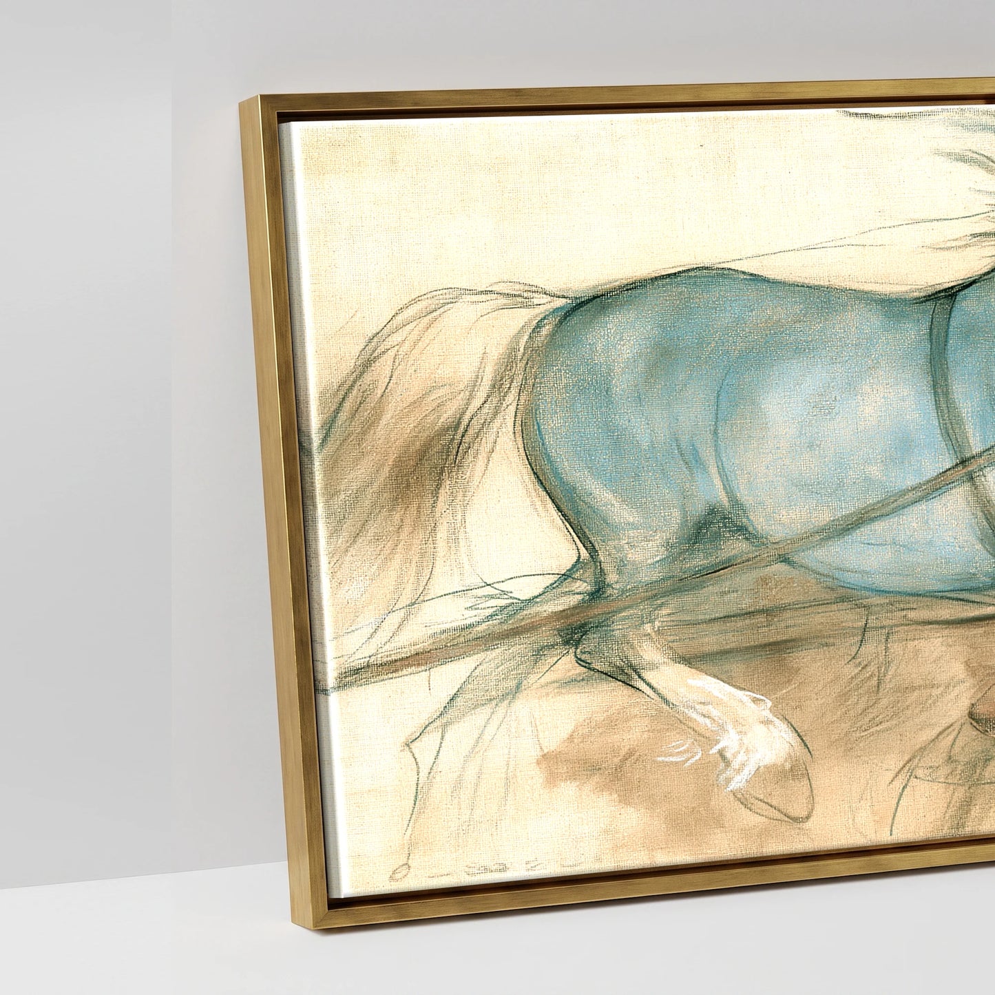 The Blue Draught Team - artwork detail in an antique gold float frame