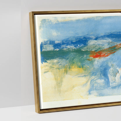 Cobalt and Crimson Canter - artwork detail in an antique gold float frame