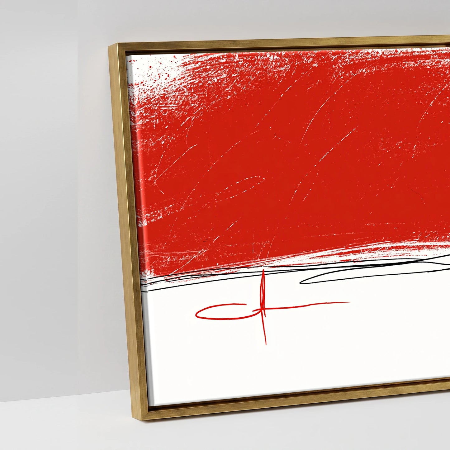 Crimson Horizon Herd - artwork detail in an antique gold float frame