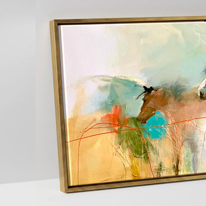 Expressive Equine Horizon - artwork detail in an antique gold float frame