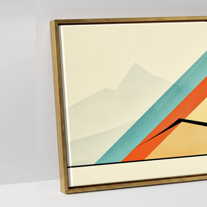 Geometric Equine Horizon - artwork detail in an antique gold float frame