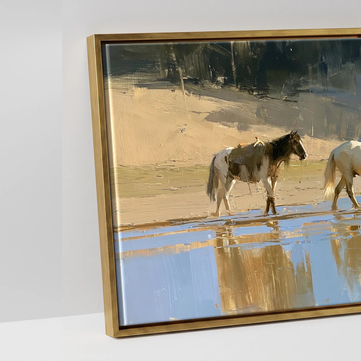 Sunlit Shallows - artwork detail in an antique gold float frame