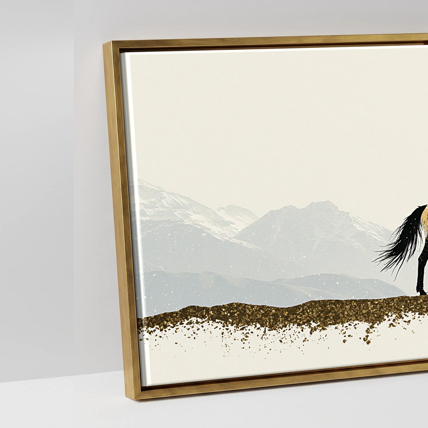 Gilded Alpine Wanderer - artwork detail in an antique gold float frame