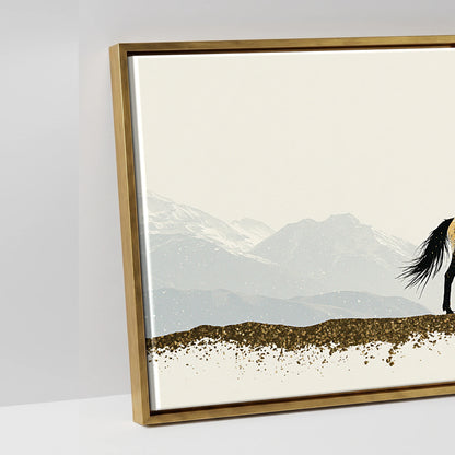 Gilded Alpine Wanderer - artwork detail in an antique gold float frame