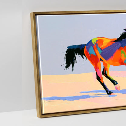 Vivid Stride - artwork detail in an antique gold float frame