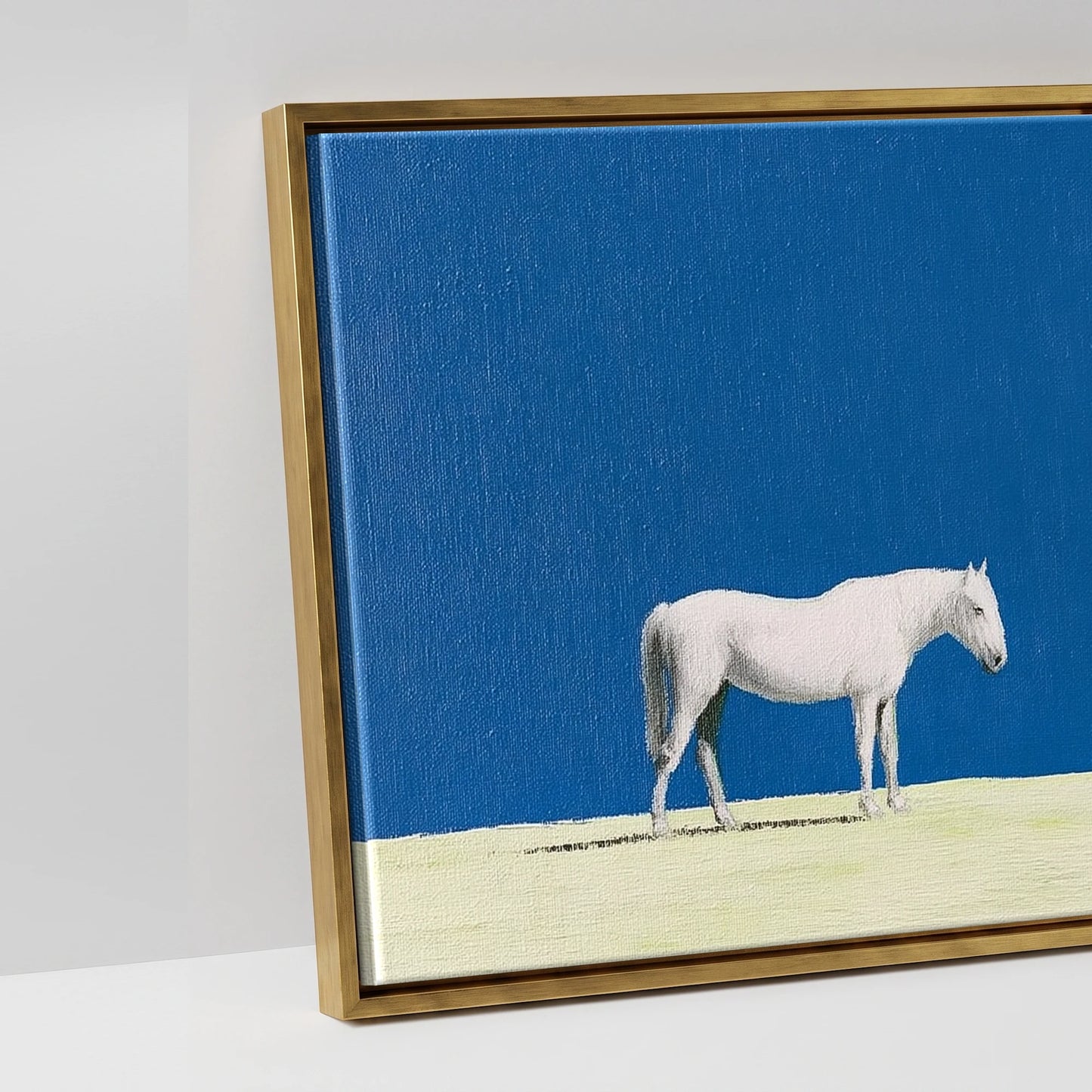 Solitude in Blue - artwork detail in an antique gold float frame
