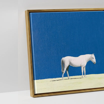 Solitude in Blue - artwork detail in an antique gold float frame