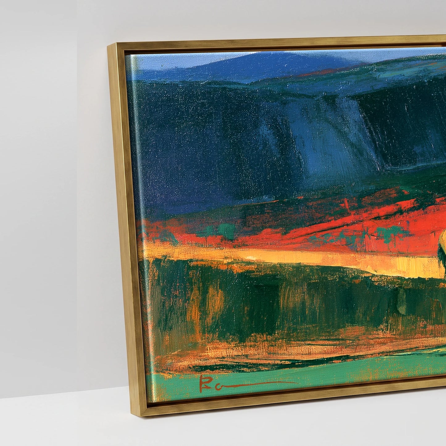The Crimson Ridge - artwork detail in an antique gold float frame