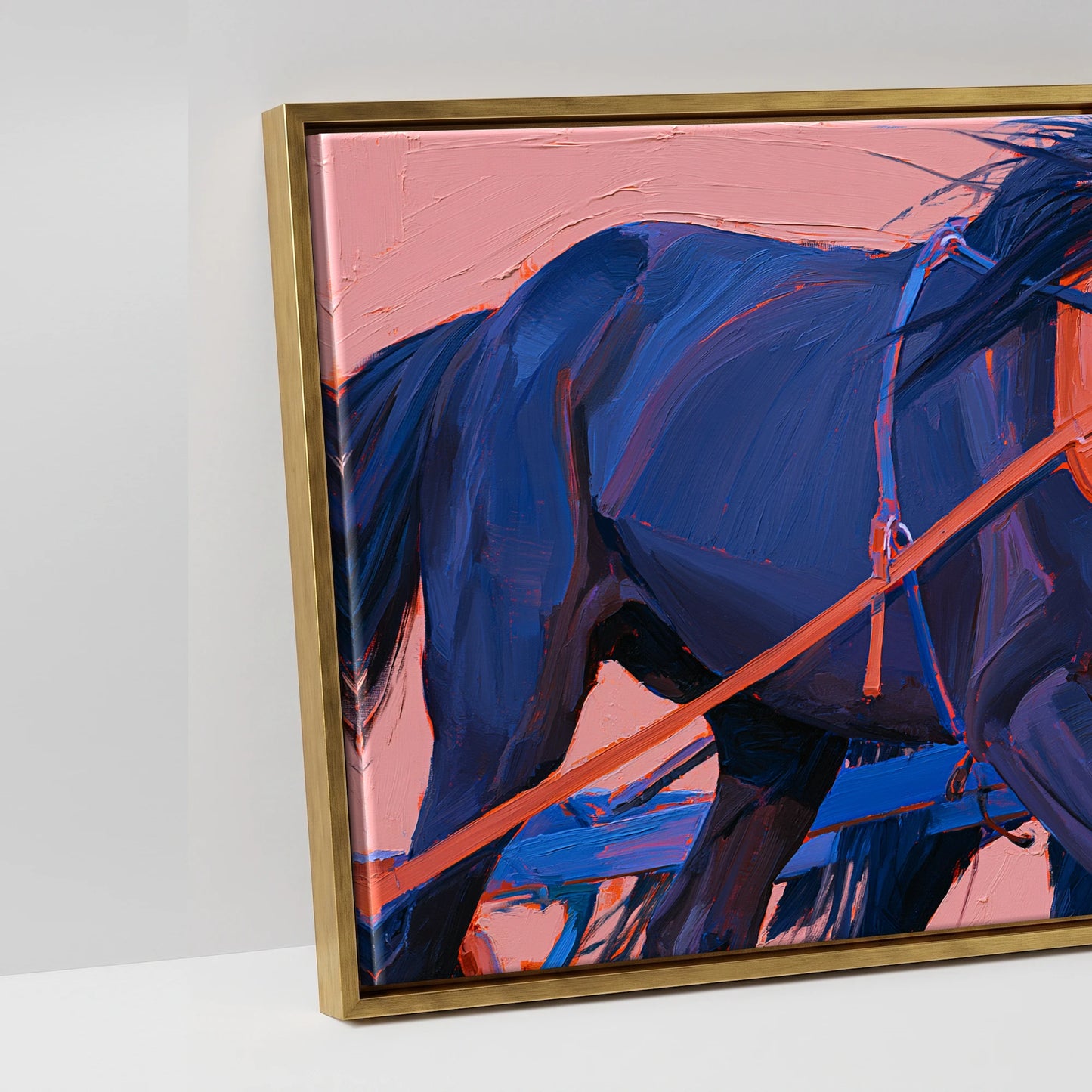 The Indigo Team - artwork detail in an antique gold float frame