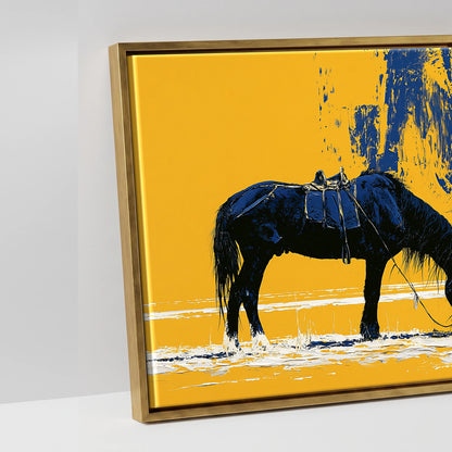 Ochre Plains and Navy Peaks - artwork detail in an antique gold float frame
