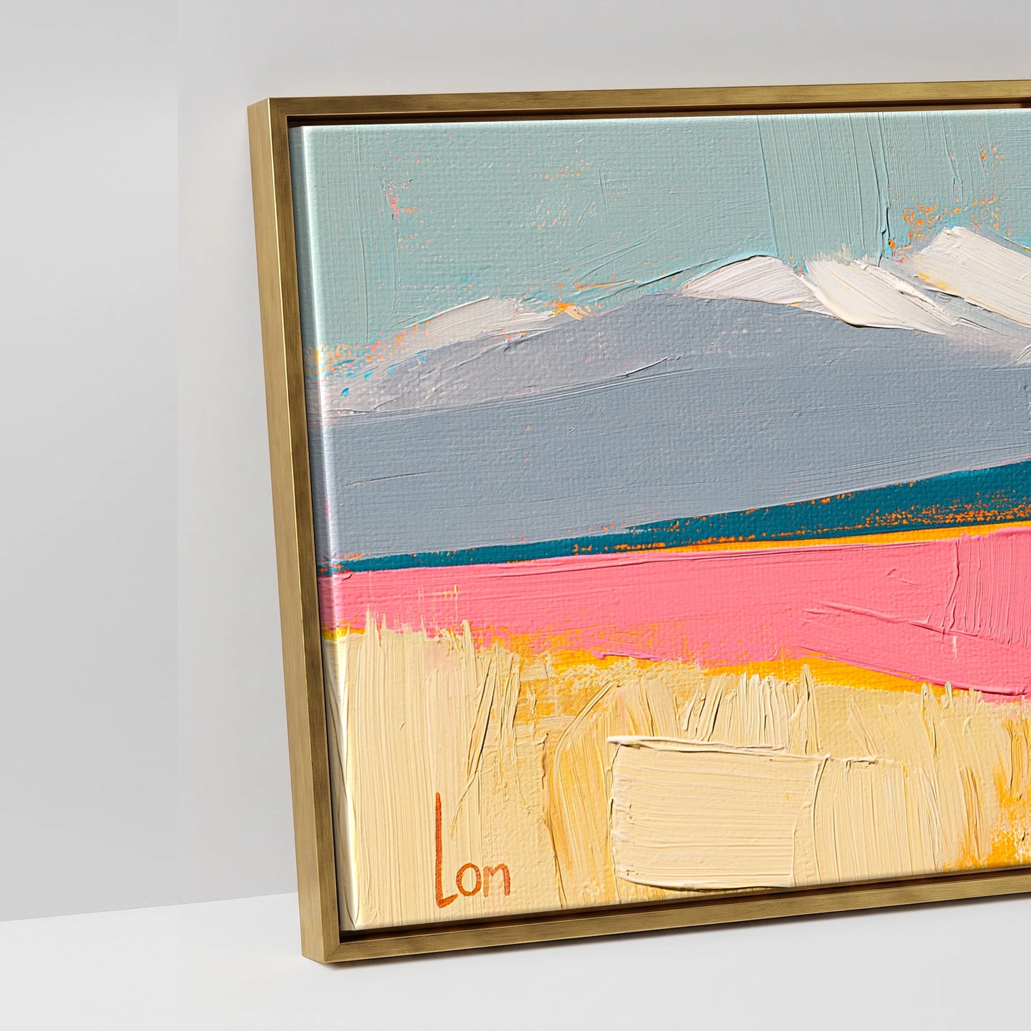 Vivid Equine Horizon - artwork detail in an antique gold float frame