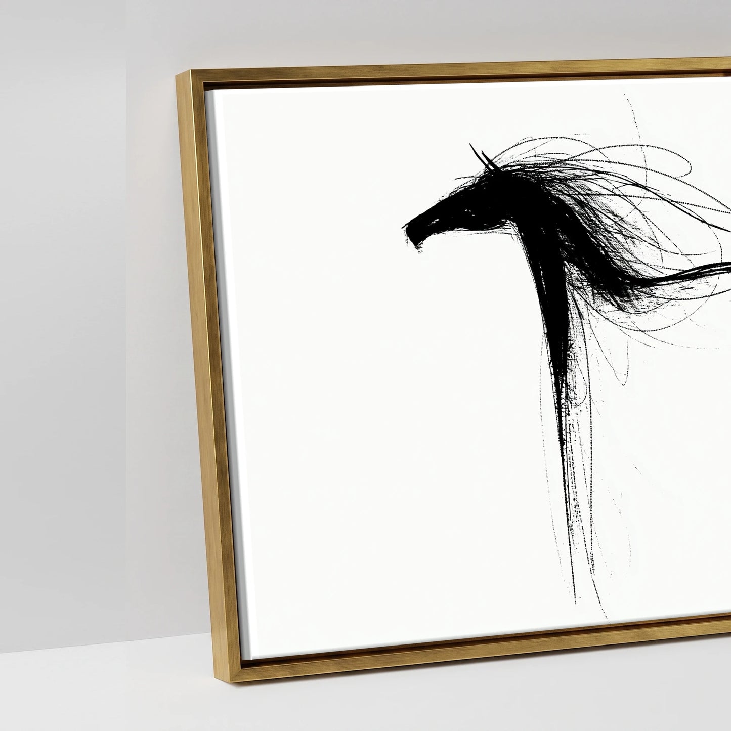 Crimson Streak Equines - artwork detail in an antique gold float frame