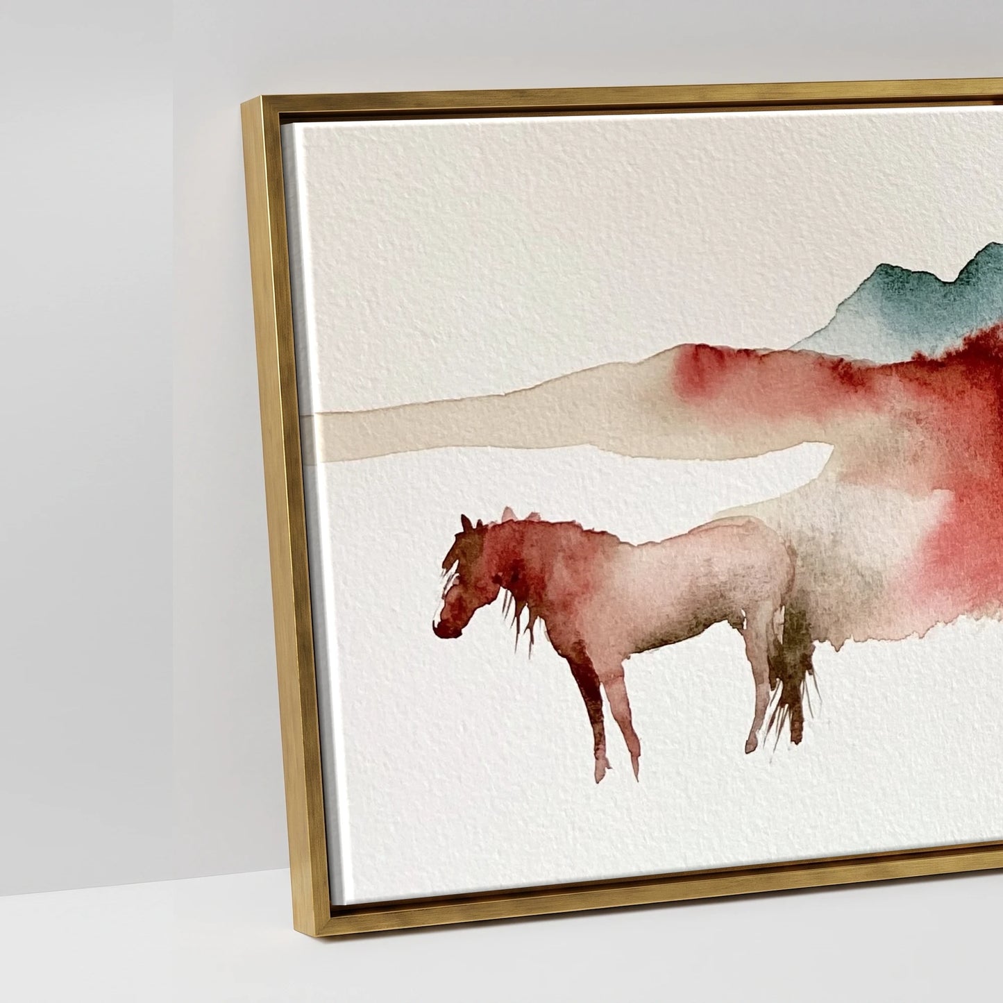 Crimson Ridge Horizon - artwork detail in an antique gold float frame