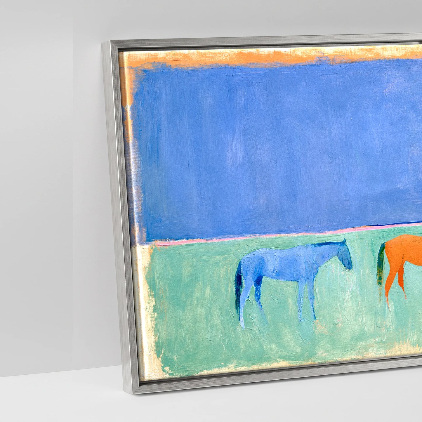 Painted Beach Lineup - artwork detail in an antique silver float frame