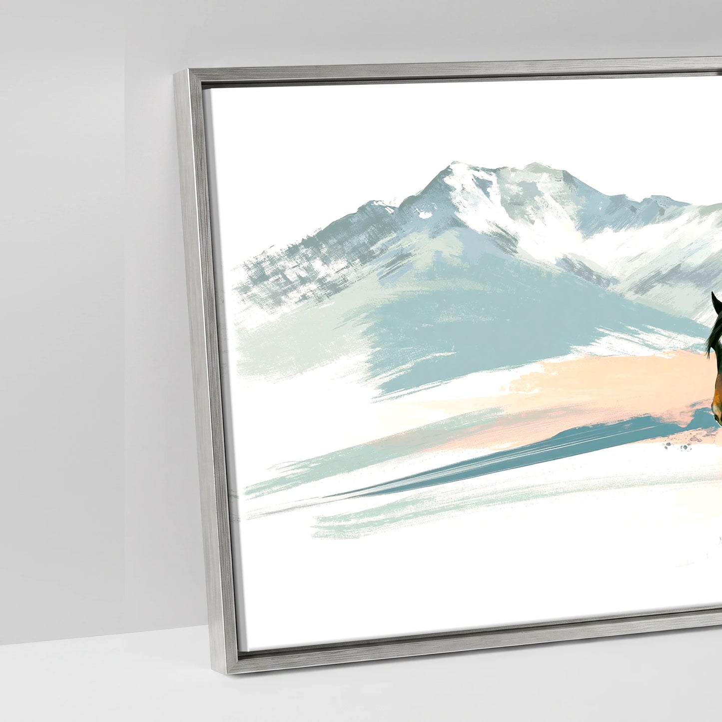 Vibrant Painted Horizons - artwork detail in an antique silver float frame