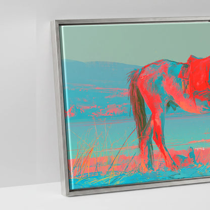 Electric Equine Horizon - artwork detail in an antique silver float frame