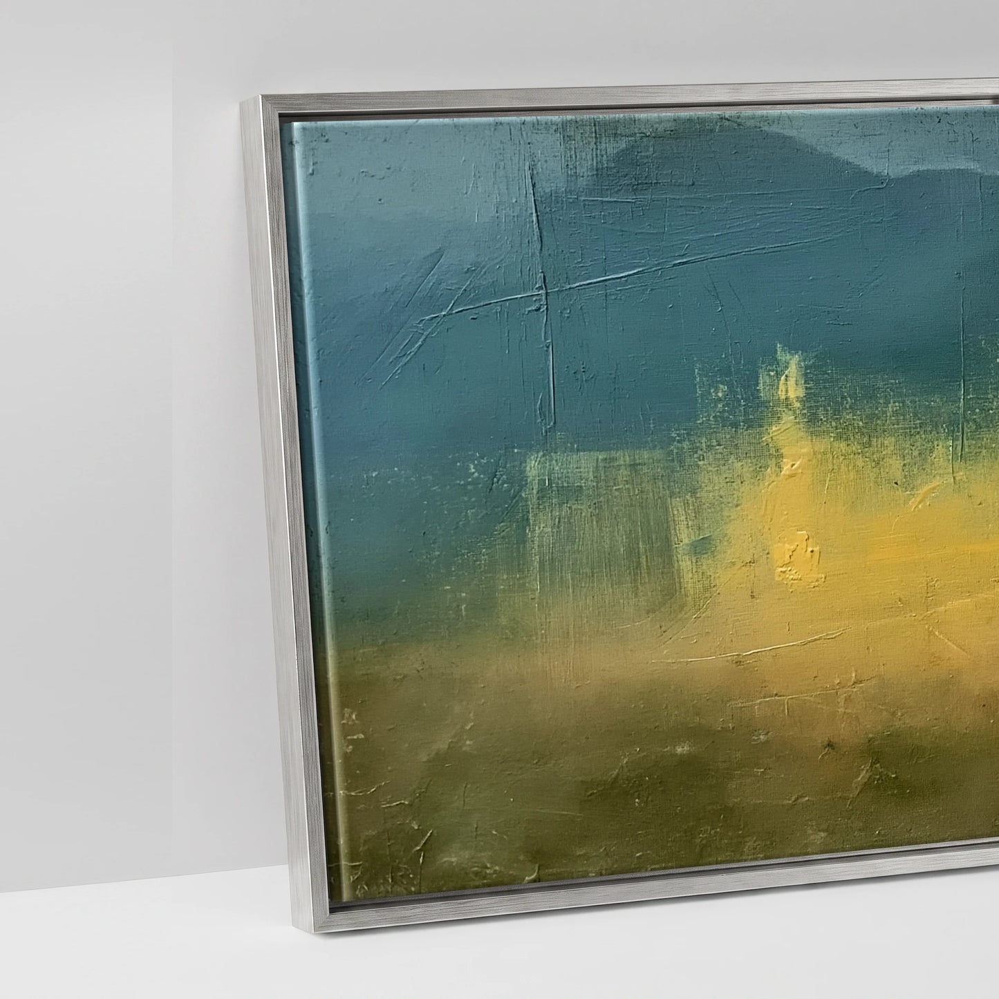 Echoes in Gold - artwork detail in an antique silver float frame