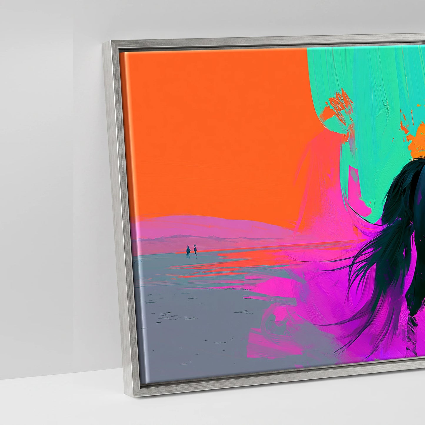 Electric Equine Horizon - artwork detail in an antique silver float frame