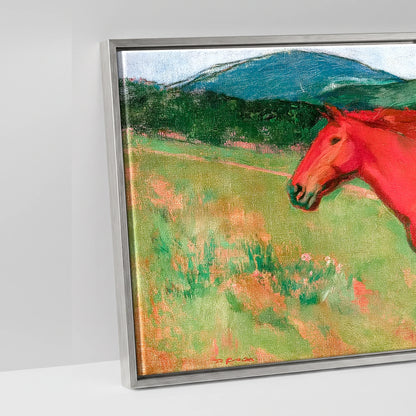 The Crimson Gallop - artwork detail in an antique silver float frame