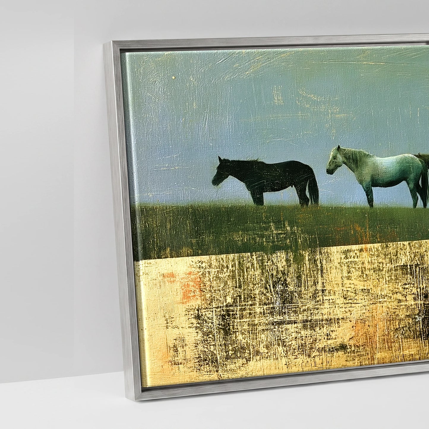 The Gilded Ridge - artwork detail in an antique silver float frame
