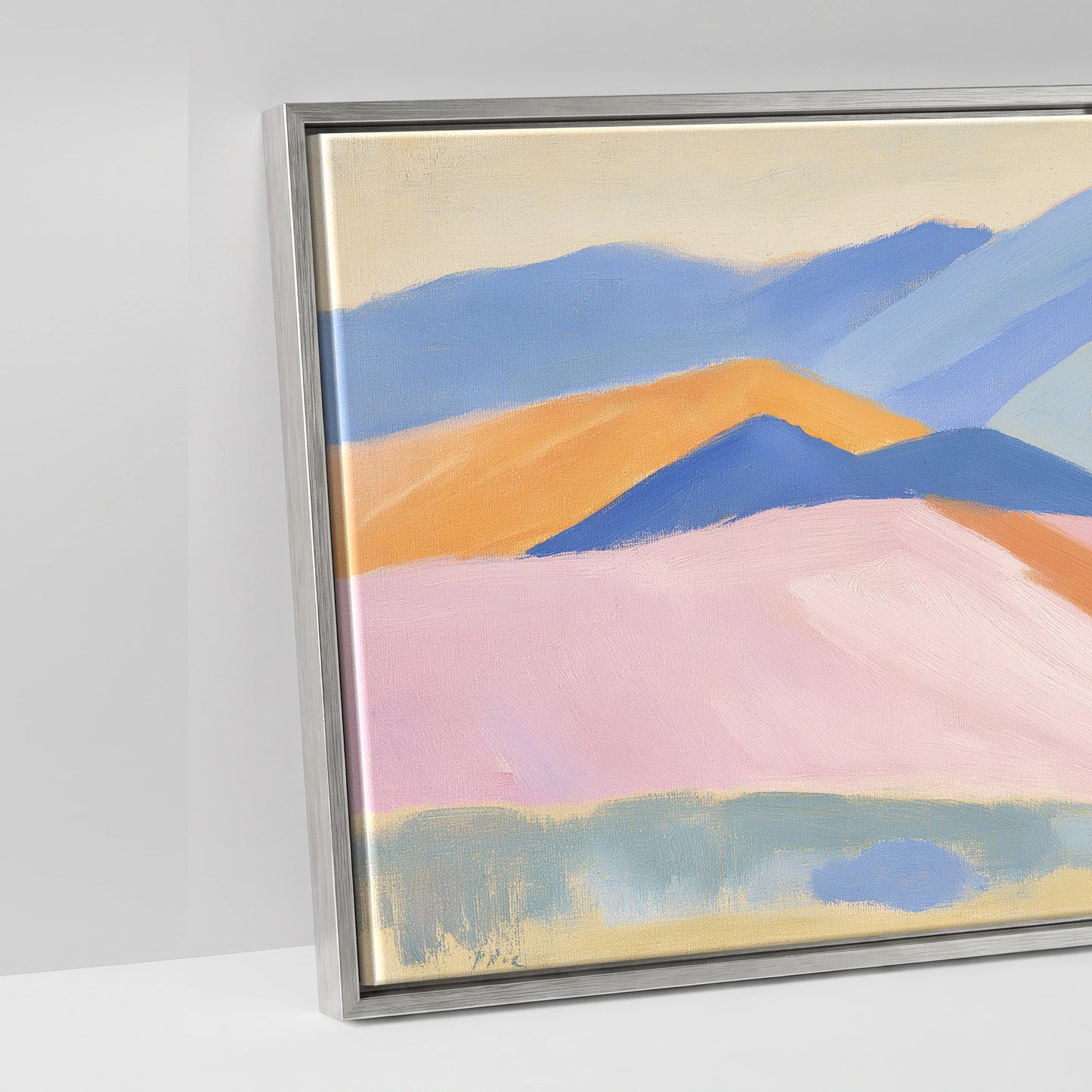 Lavender Mountain Horizon - artwork detail in an antique silver float frame