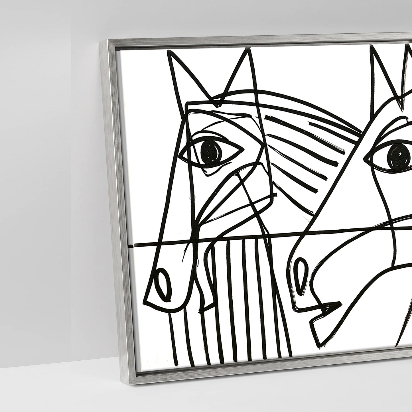 Modern Yard Lineup - artwork detail in an antique silver float frame