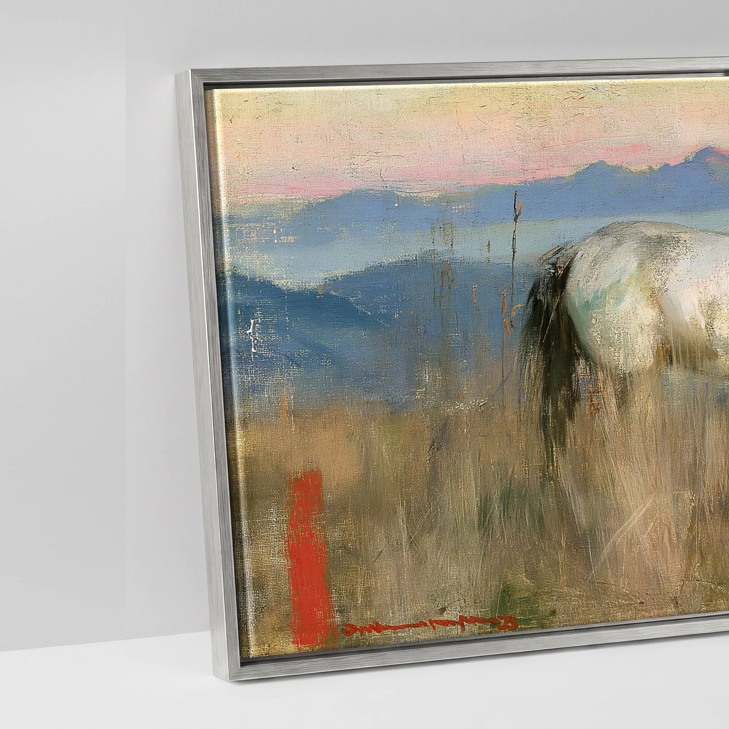 High Country Dawn - artwork detail in an antique silver float frame