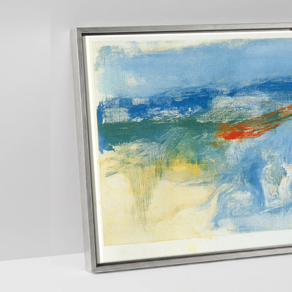 Cobalt and Crimson Canter - artwork detail in an antique silver float frame