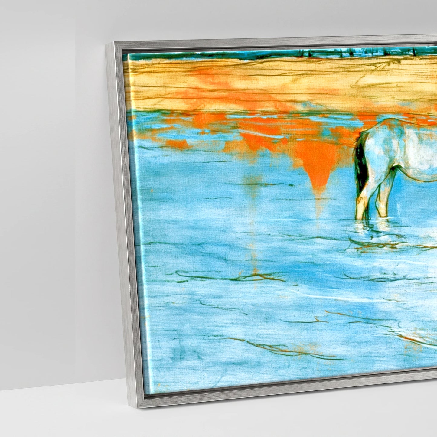 Cerulean Shoreline Greys - artwork detail in an antique silver float frame