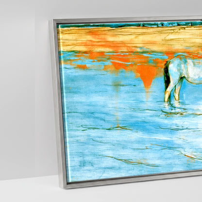 Cerulean Shoreline Greys - artwork detail in an antique silver float frame