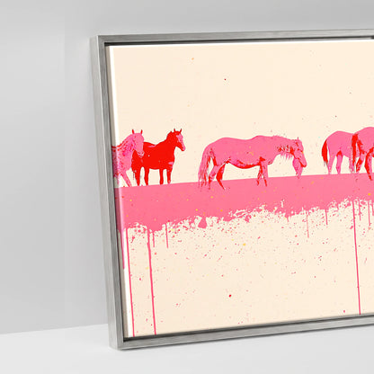 Vibrant Equine Wash - artwork detail in an antique silver float frame