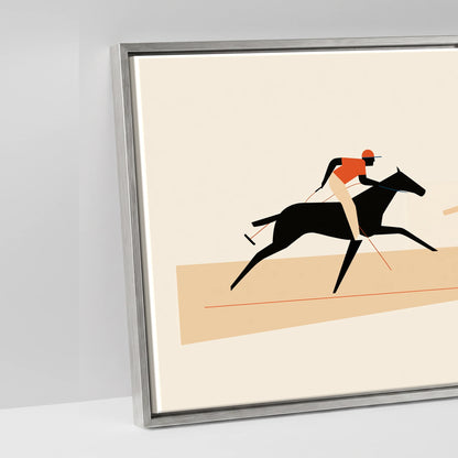 Retro Polo Pursuit - artwork detail in an antique silver float frame
