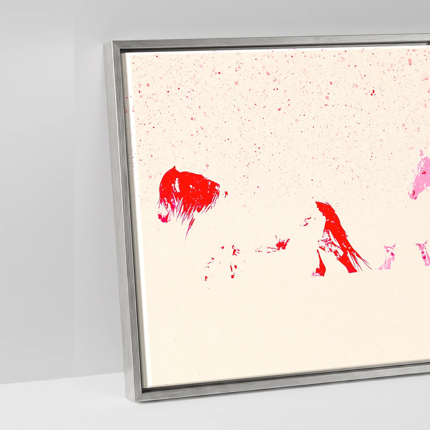 Crimson Ink Procession - artwork detail in an antique silver float frame