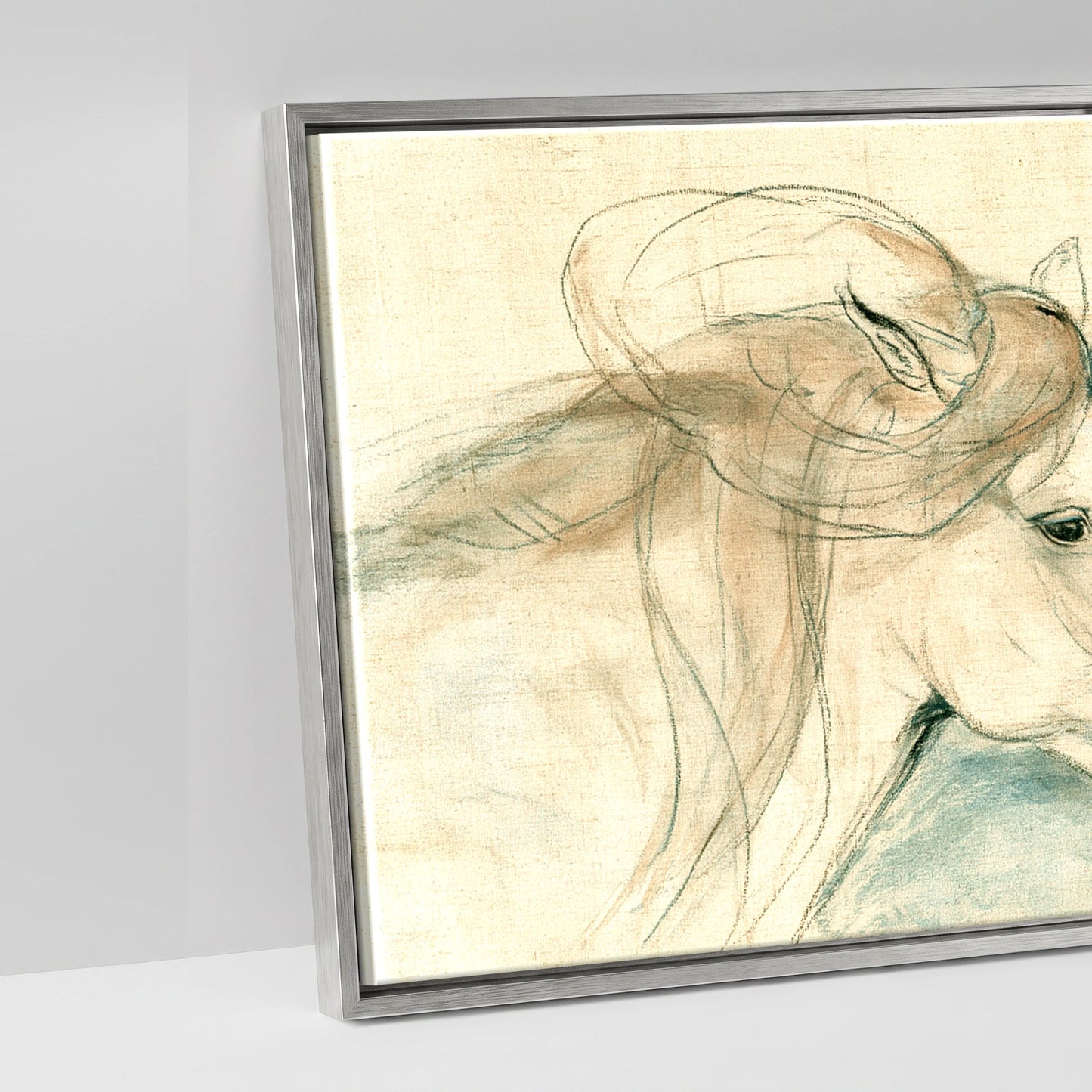 Windswept Equine Trio - artwork detail in an antique silver float frame