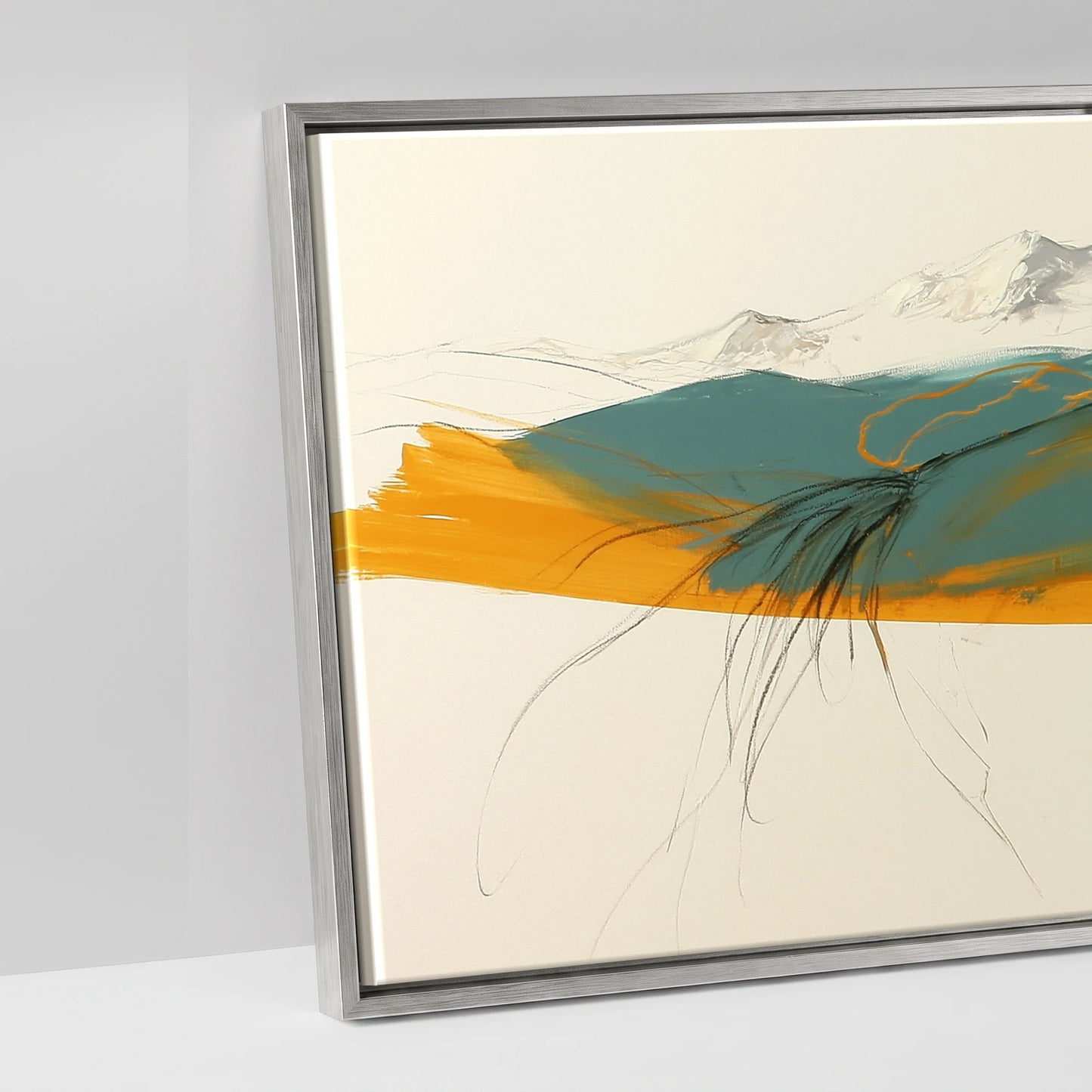 Amber Mountain Horizon - artwork detail in an antique silver float frame