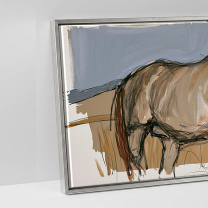Grazing Below the Peaks - artwork detail in an antique silver float frame