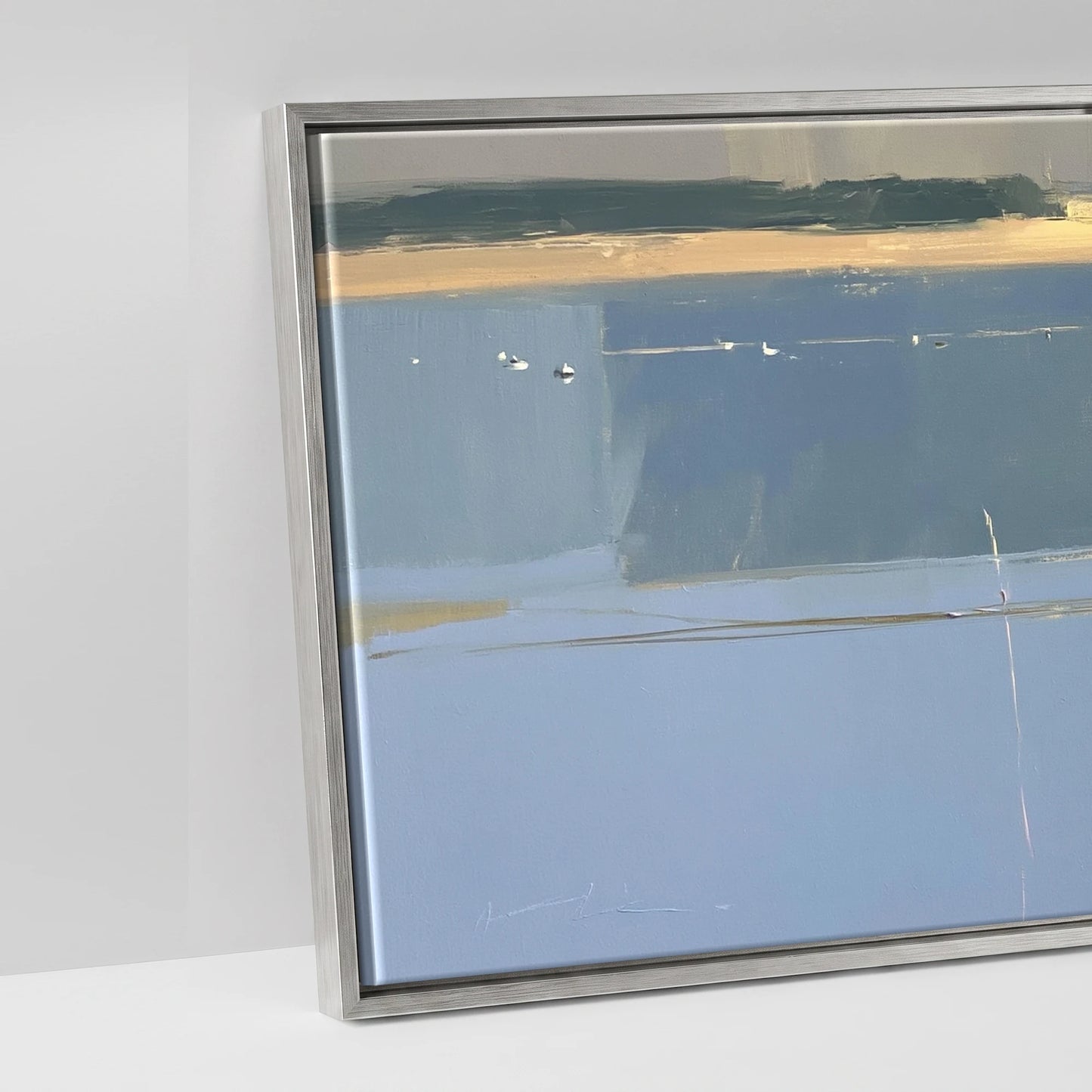 Coastal Reflections - artwork detail in an antique silver float frame