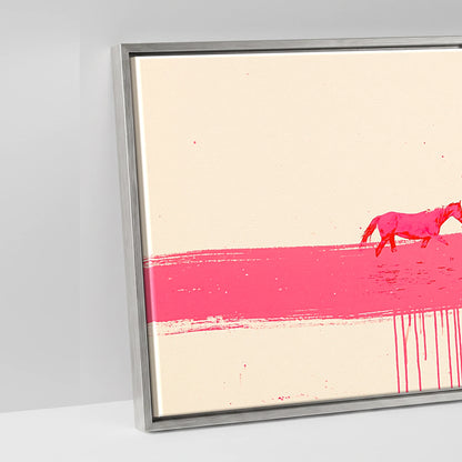 Vivid Magenta Horizon - artwork detail in an antique silver float frame