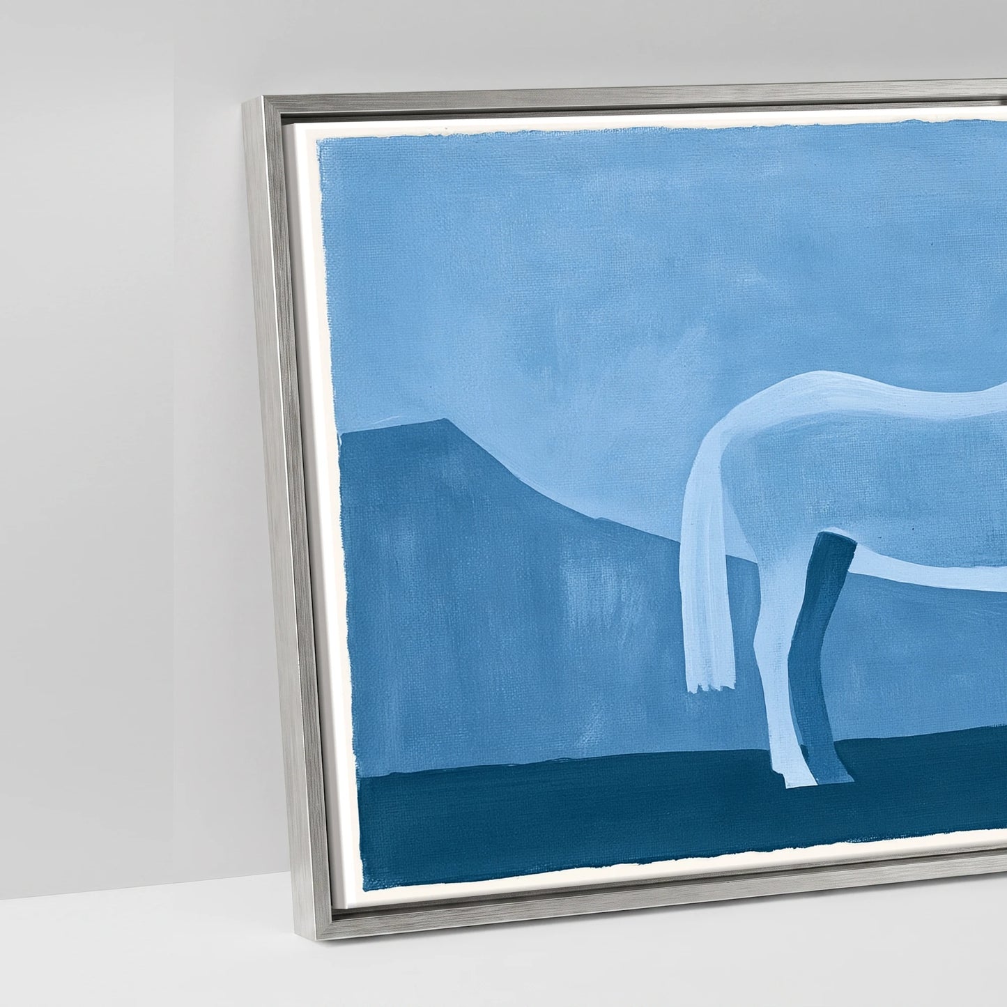 Azure Mountain Stillness - artwork detail in an antique silver float frame