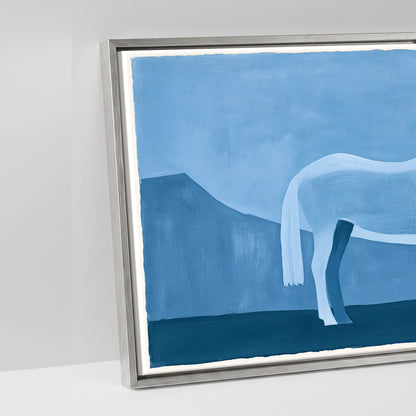 Azure Mountain Stillness - artwork detail in an antique silver float frame